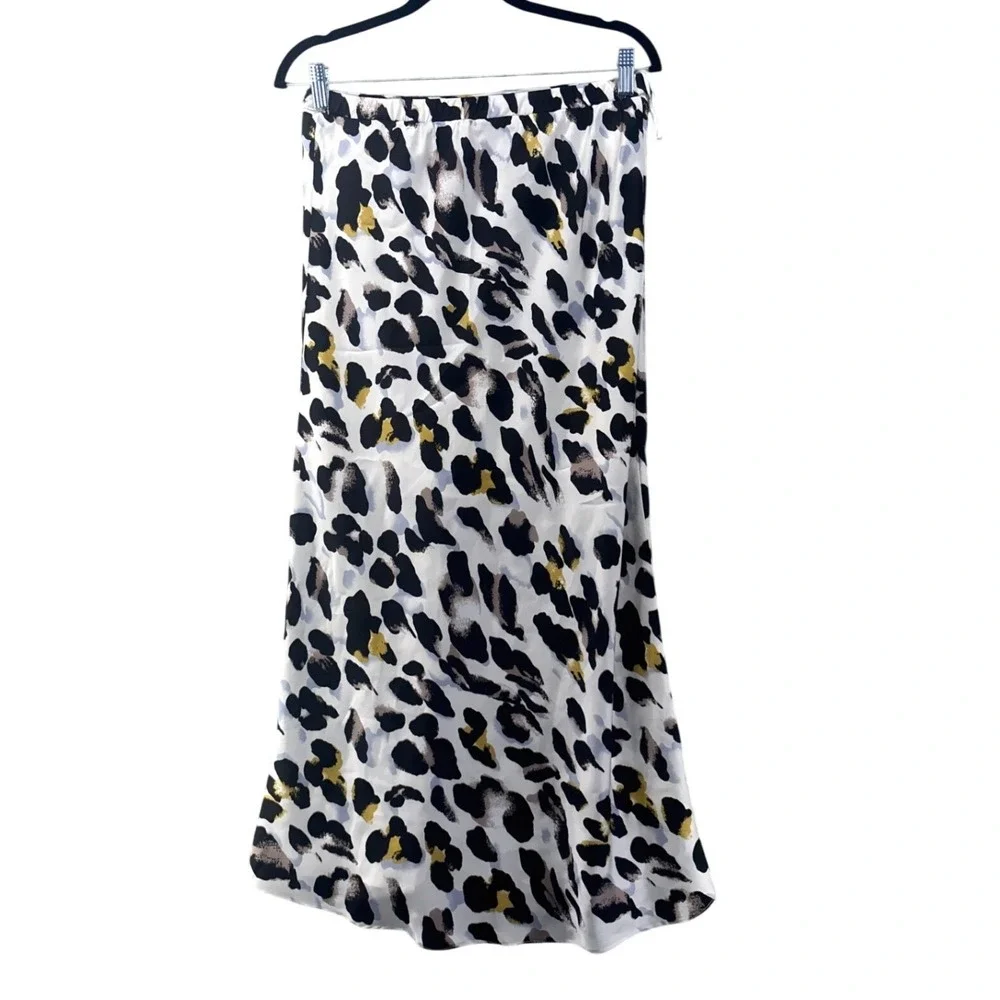 White Leopard‎ Midi Skirt Large